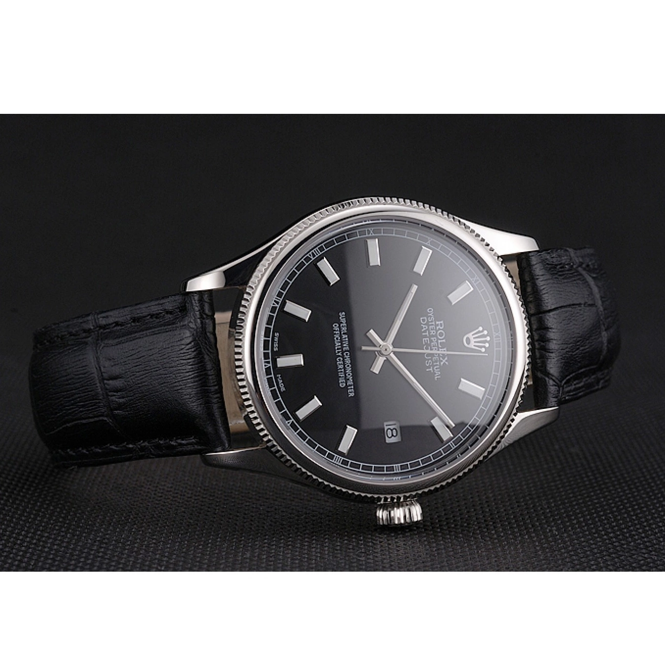 Best AAA Replica Sites Black Case Bracelet And Rolex Swiss Stainless Datejust Dial Steel 0728